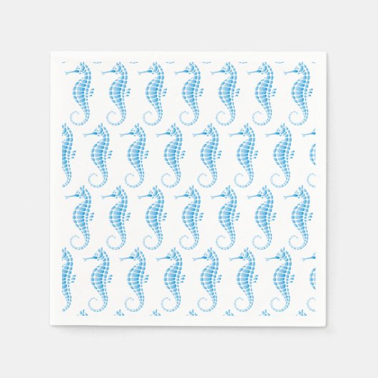 Serviette En Papier Bleu hippocampe (Devant)