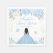 Serviette En Papier Bleu hiver Peau foncée Princesse Sweet sixteen (Devant)