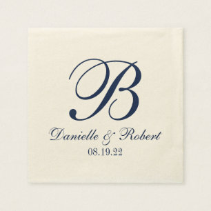 Serviette En Papier Bleu  Ivory Custom Wedding Monogram Papier Napkin