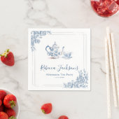 Serviette en papier Bleu Jardin Victorien Mariage  (En situation)