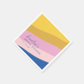 Serviette En Papier Bleu Jaune Fête des mariées personnalisée Jaune (Coin)