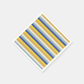 Serviette En Papier Bleu jaune moderne rayures crème Hanoukka (Coin)
