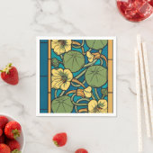 Serviette En Papier Bleu jaune Nasturtium Fleur Nouveau Motif (En situation)