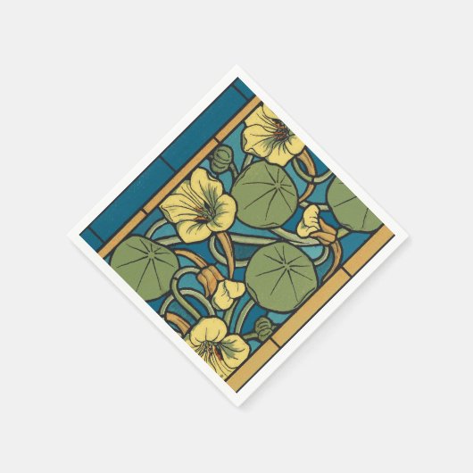 Serviette En Papier Bleu jaune Nasturtium Fleur Nouveau Motif (Coin)