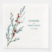 Serviette En Papier Bleu Juniper et Baies rouges Sprig (Devant)