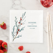 Serviette En Papier Bleu Juniper et Baies rouges Sprig (En situation)