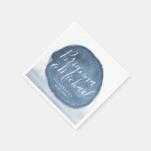 Serviette En Papier Bleu Lake Water Stain | Mariage personnalisé (Coin)