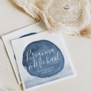 Serviette En Papier Bleu Lake Water Stain Mariage personnalisé