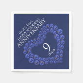 Serviette En Papier bleu Lapis Lazuli coeur perlé anniversaire (Devant)