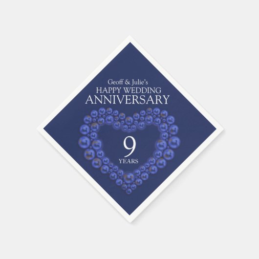 Serviette En Papier bleu Lapis Lazuli coeur perlé anniversaire (Coin)