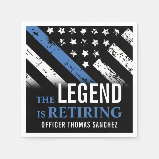 Serviette En Papier Bleu Léger Drapeau Police Parti de retraite (Devant)