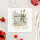 Serviette En Papier Bleu libellule Napkin (En situation)
