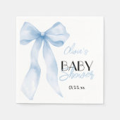 Serviette En Papier Bleu Main Écrite Bow Baby Boy Douche (Devant)