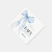 Serviette En Papier Bleu Main Écrite Bow Baby Boy Douche (Coin)