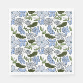 Serviette En Papier Bleu main tiré bloc floral Imprimer (Devant)