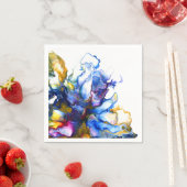 Serviette En Papier Bleu Marbre Agate Fluide Art (En situation)
