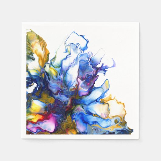 Serviette En Papier Bleu Marbre Agate Fluide Art (Devant)