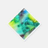 Serviette En Papier Bleu Marbre vert Tie teint aquarelle (Coin)