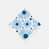 Serviette En Papier Bleu marguerite de style rétro et points bleu fonc (Coin)