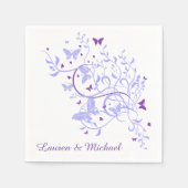 Serviette En Papier Bleu Mariage à perruque papillon pourpre (Devant)