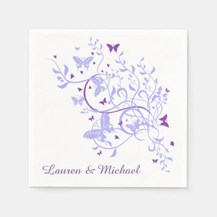 Serviette En Papier Bleu Mariage à perruque papillon pourpre