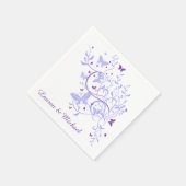 Serviette En Papier Bleu Mariage à perruque papillon pourpre (Coin)