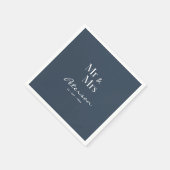 Serviette En Papier Bleu marine à main sur mesure M. et Mme Mariage (Coin)
