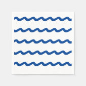 Serviette En Papier Bleu marine blanc marine vagues côtier moderne (Devant)