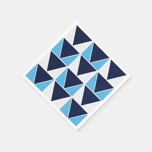 Serviette En Papier Bleu Marine Bleu Blanc Triangle Motif géométrique (Coin)