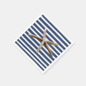 Serviette En Papier Bleu marine et blanc Grandes étoiles de mer (Coin)