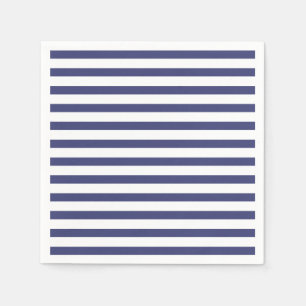 Serviette En Papier Bleu marine et rayures blanches pures