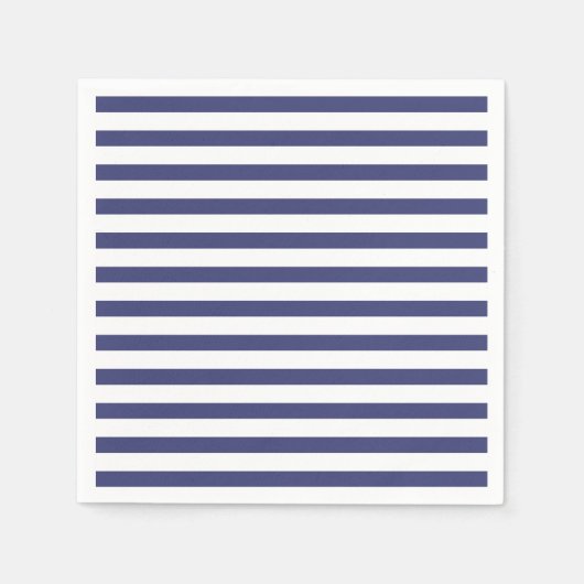 Serviette En Papier Bleu marine et rayures blanches pures (Devant)