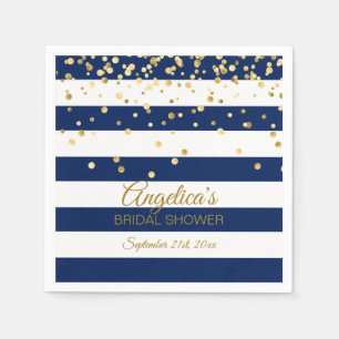 Serviette En Papier Bleu marine Fête des mariées or