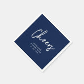 Serviette En Papier Bleu Marine | Fêtes de la fête du script de brosse (Coin)