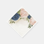 Serviette En Papier bleu marine fleurs vert feuille mariage (Coin)
