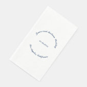 Serviette En Papier bleu marine personnalisé blanc courbe Nom mariage  (Coin)