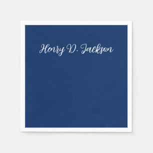 Serviette En Papier Bleu marine unique écriture classique uni