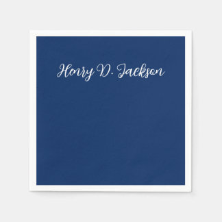 Serviette En Papier Bleu marine unique écriture classique uni