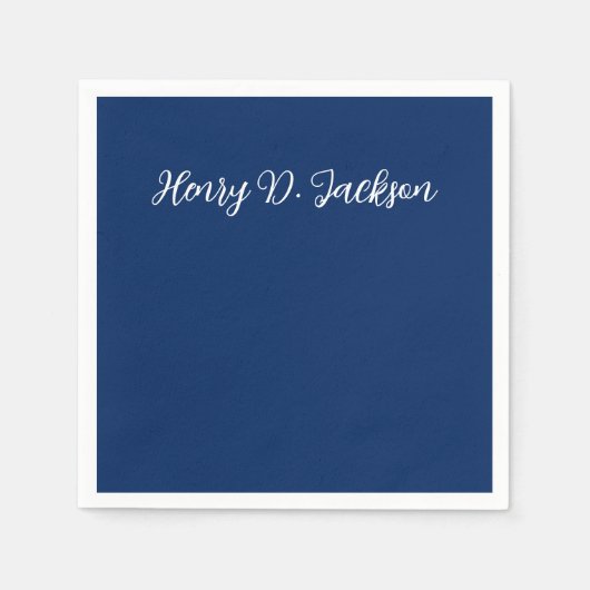 Serviette En Papier Bleu marine unique écriture classique uni (Devant)