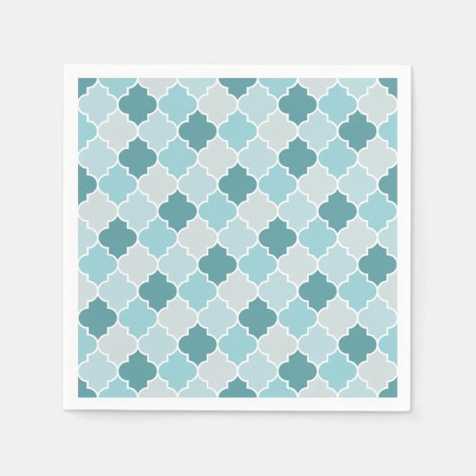 Serviette En Papier Bleu Marocain Trellis, Lattes, Quatrefoil (Devant)