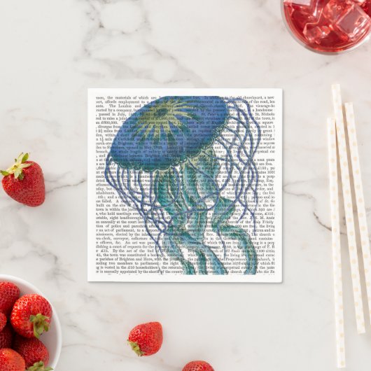Serviette En Papier Bleu méduse (En situation)