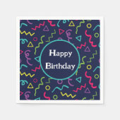 Serviette En Papier Bleu Memphis Motif des années 80 (Devant)