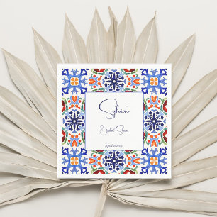Serviette En Papier Bleu mexicain carreaux colorés douche nuptiale imp