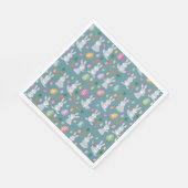 Serviette En Papier Bleu mignon lapin lapin Motif (Coin)