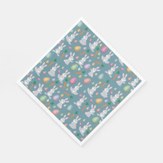 Serviette En Papier Bleu mignon lapin lapin Motif (Coin)