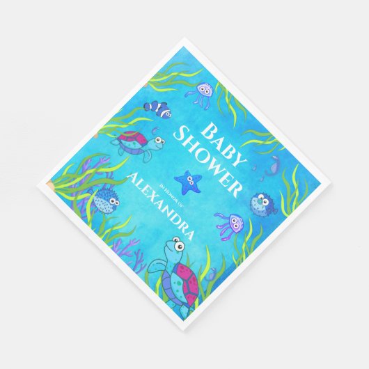 Serviette En Papier Bleu mignon sous le Baby shower Sea Boy (Coin)