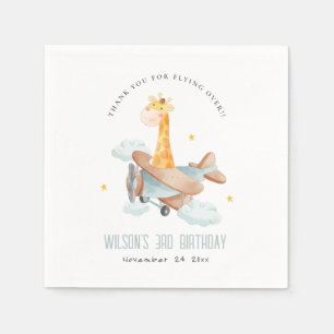 Serviette En Papier Bleu mignon Voler sur Giraffe Animal Plane Anniver