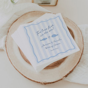 Serviette En Papier Bleu Moderne Deux Poissons En Moins Dans Le Weddin