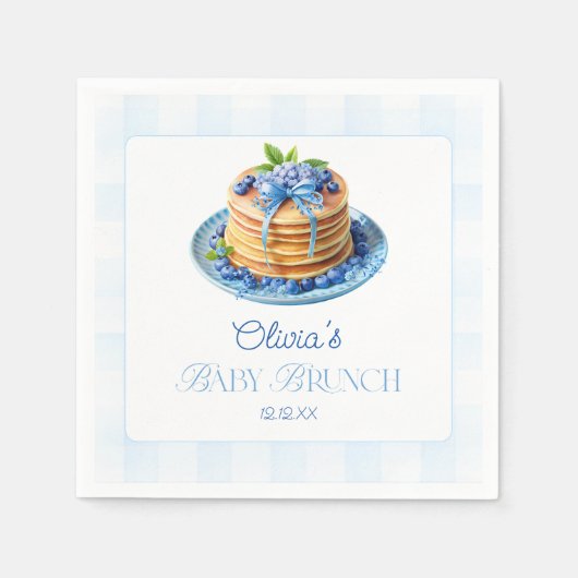 Serviette En Papier Bleu mou Pancake Baby Brunch Baby shower (Devant)