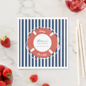 Serviette En Papier Bleu nautique Baby shower rayé garçon (En situation)